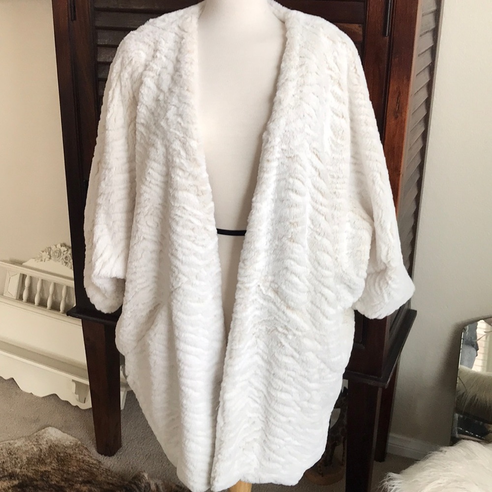 White faux fur jacket